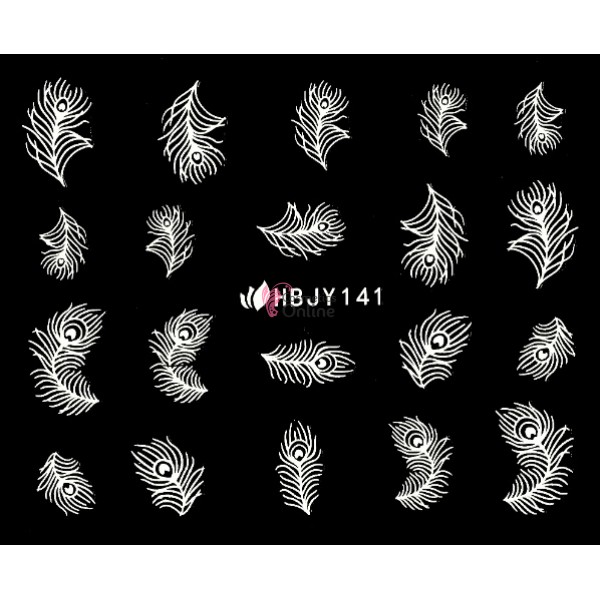Stickere 3D pentru unghii cod HBJY141 - Pene Albe